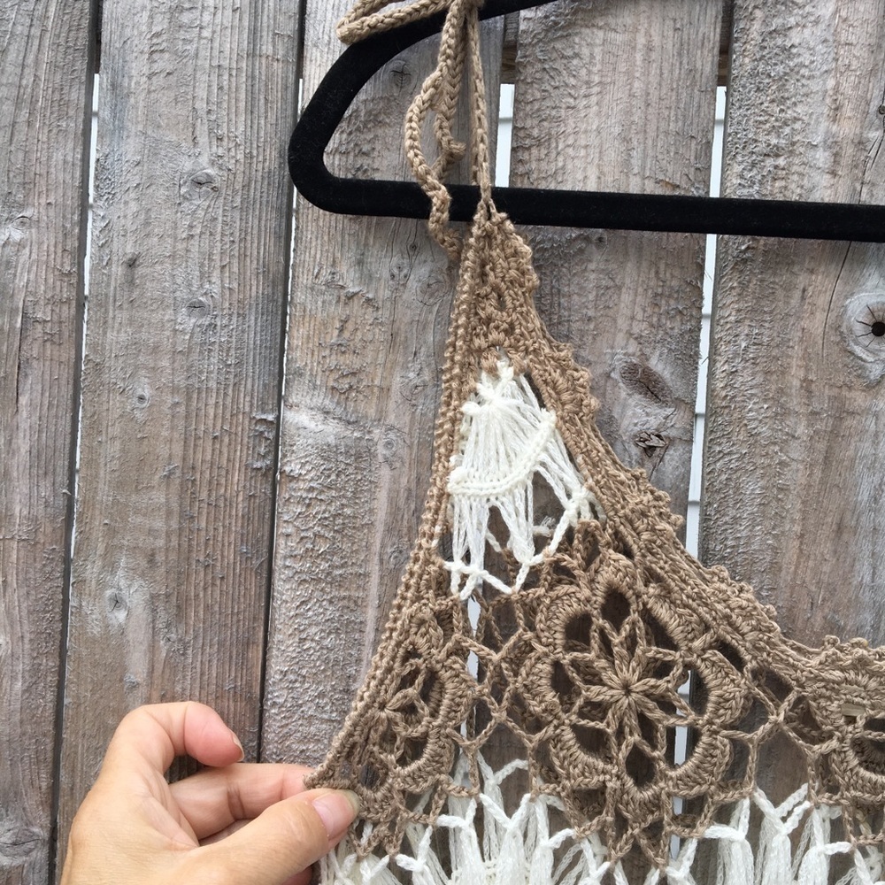 Hazel Anthro Tan And White Crocheted Tank Top Sz S - Picture 8 of 9